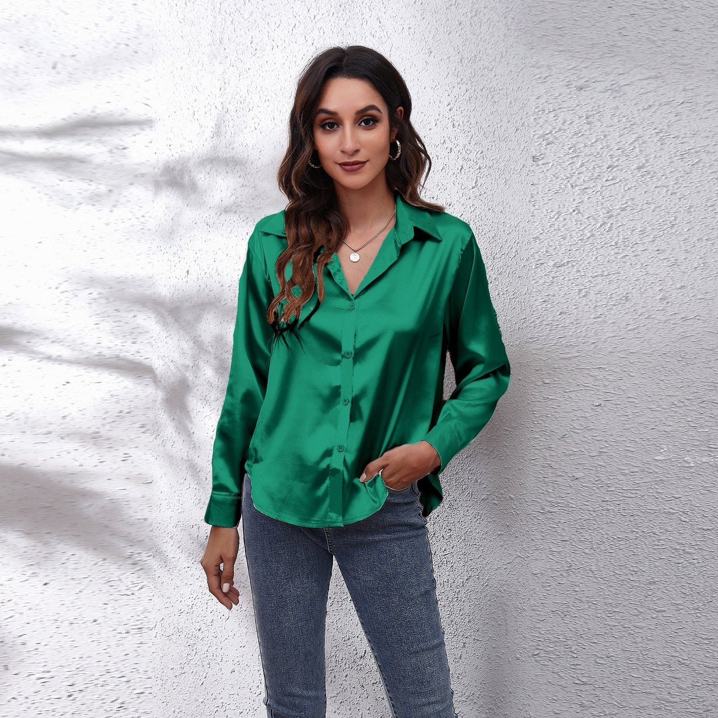 xakxx Spring White Blouses Vintage Women Elegant Top  Casual Shirt Oversize Satin Silk Loose Shirts Long Sleeves Clothing