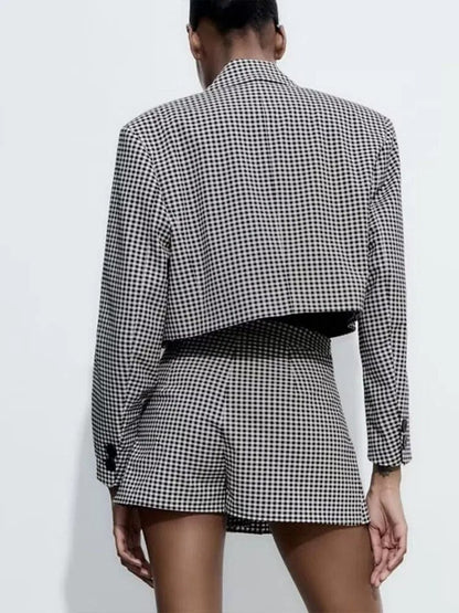 xakxx xakxx - Women's wear  new spring and summer new new women's wear black and white small plaid short suit coat A-line short skirt pant