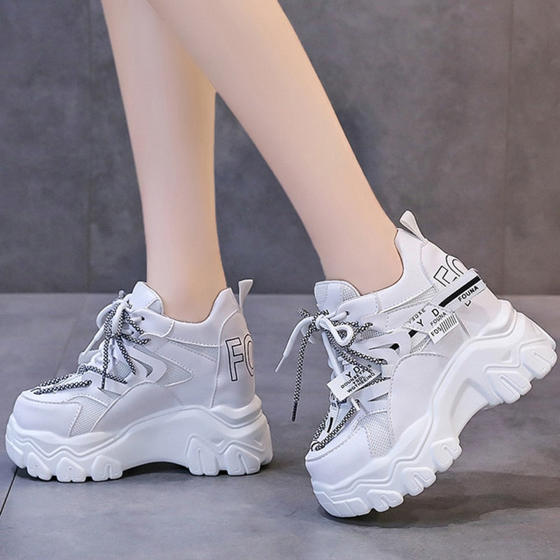 xakxx Back to school Breathable Chunky Sneakers Women Fashion Height Increase Platform Vulcanize Shoes Woman Thick Bottom Sports Shoes