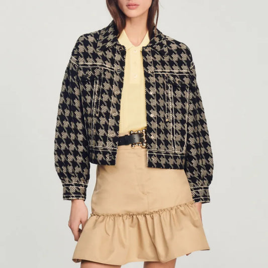 xakxx  Women's Cardigan Autumn and Winter Female Clothing Colorblocked Lapel Knit Cardigan Jacket Free Shipping Offers