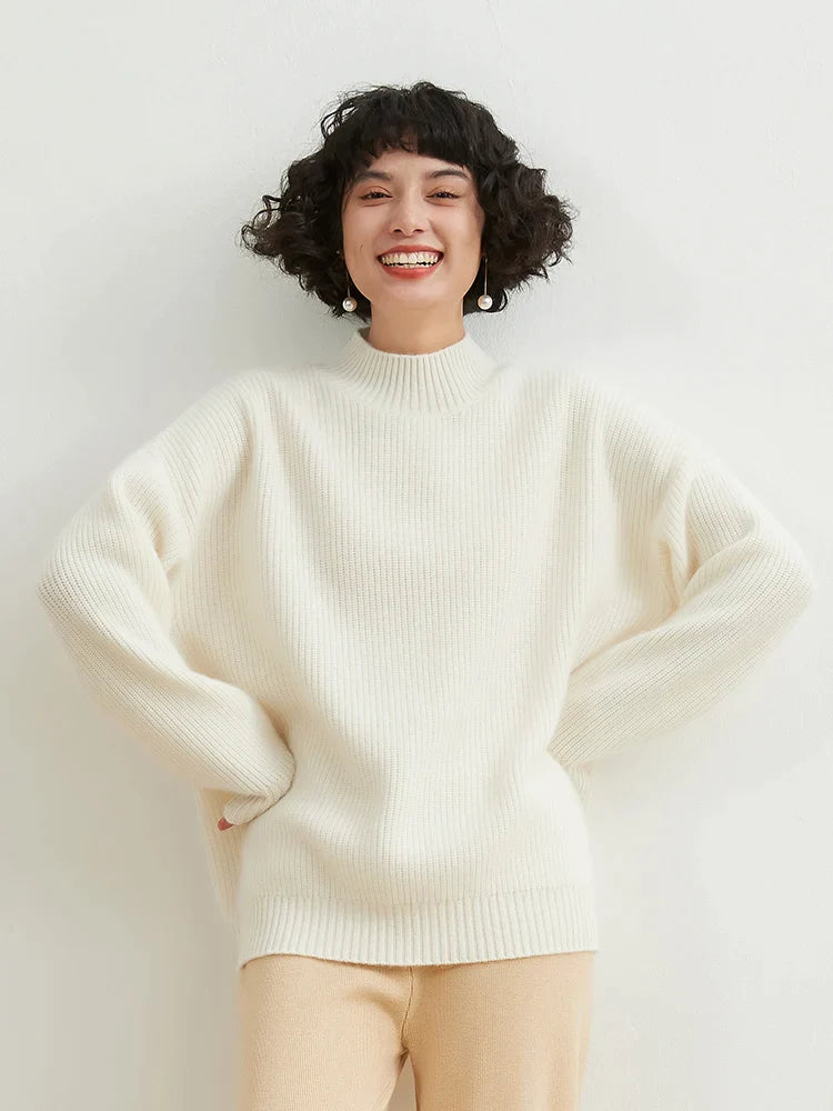 xakxx xakxx-Autumn and winter new 100% pure cashmere sweater women's semi-high neck thick warm sweater wool bottoming shirt.