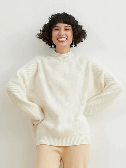 xakxx xakxx-Autumn and winter new 100% pure cashmere sweater women's semi-high neck thick warm sweater wool bottoming shirt.
