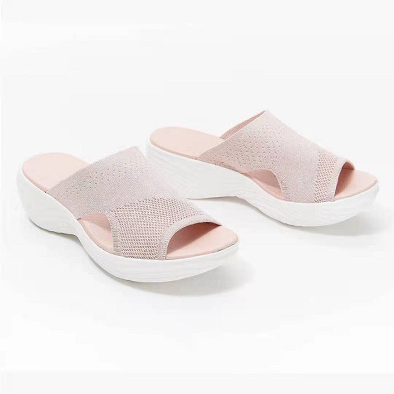 xakxx Women Wedge Sandals Ladies Summer Shoes Woman Platform Slippers Female Slip On Flats Peep Toe Slide Sandalias De Mujer