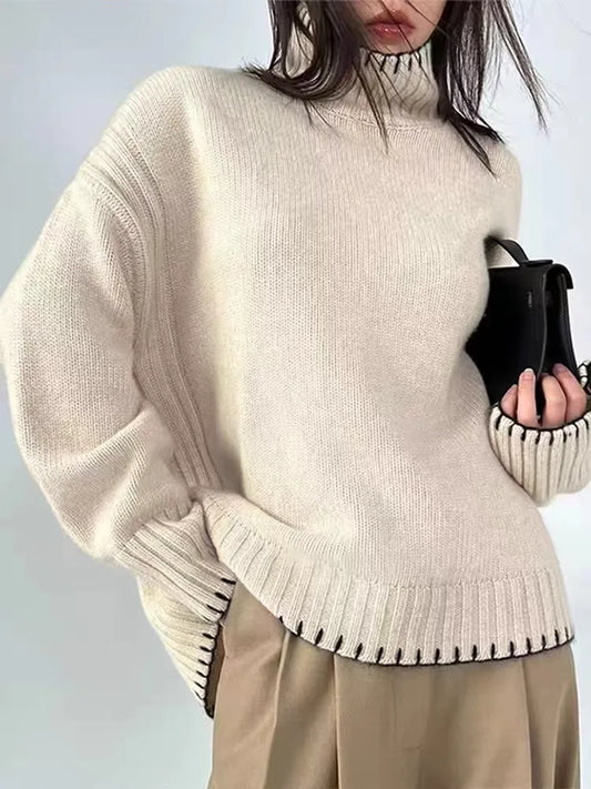 xakxx xakxx-European goods soft Nuoshan cashmere sweater women's high neck thick sweater lazy loose knit bottoming shirt plus size