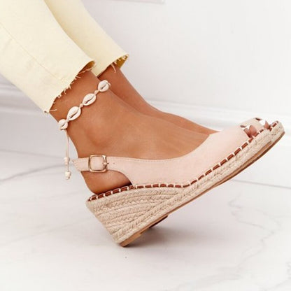xakxx Summer Women Heels Casual Open Toe Platform Shoes Buckle Wedge Chaussure Femme Mid Pumps Heel Women Shoes for Women Fashion