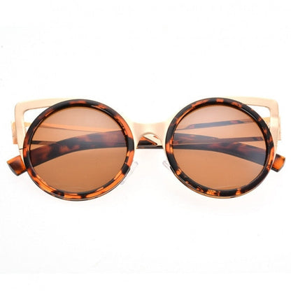 xakxx Lady Women's Retro Charming Round Lens Hollow Out Full Frame Sunglasses