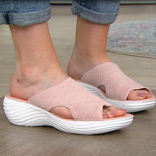 xakxx Women Wedge Sandals Ladies Summer Shoes Woman Platform Slippers Female Slip On Flats Peep Toe Slide Sandalias De Mujer