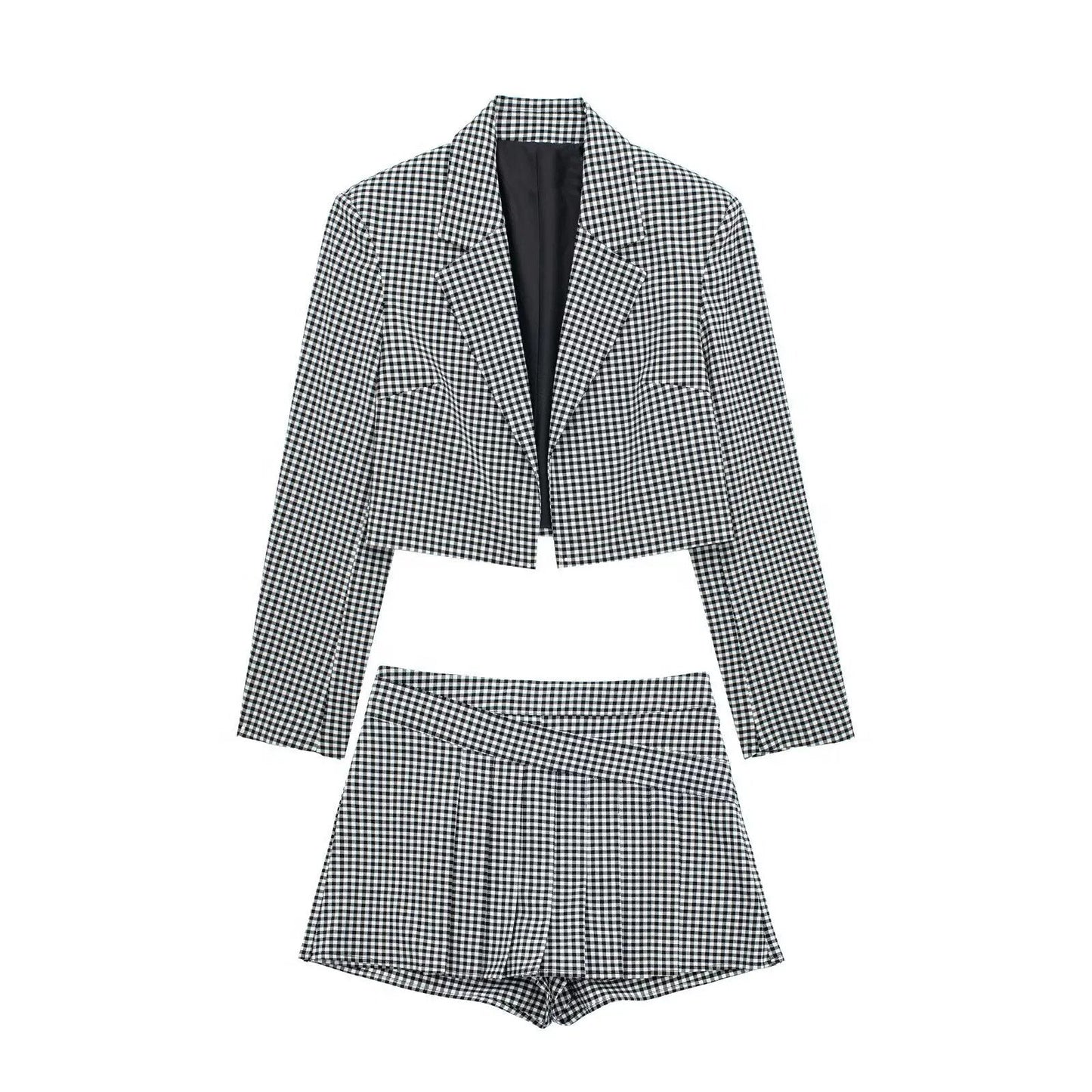 xakxx xakxx - Women's wear  new spring and summer new new women's wear black and white small plaid short suit coat A-line short skirt pant