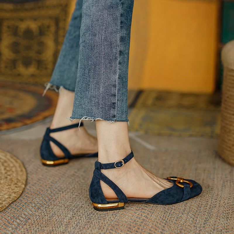 xakxx Fall Outfit French Hollow Ladies Sandals Commute Classic Low-Heeled Female Single Shoes Summer New Casual Square Head Women's Shoes