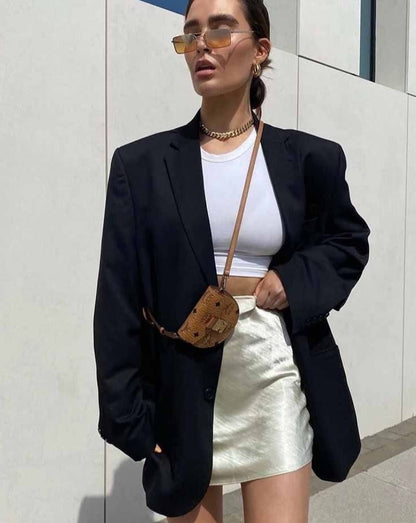 xakxx Vintage Loose Suit Outerwear Women Suit Jacket Spring Autumn Female Jackets Elegant Chic Single-Button Femme Blazer Coat