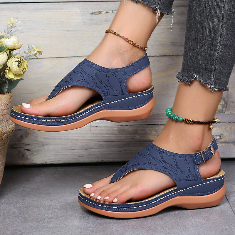 xakxx Back to school Clip Toe Wedges Sandals For Women Summer Rome Platform Sandalias Woman Non Slip Beach Shoes Mujer Plus Size 35-44