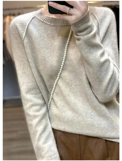 xakxx xakxx-Merino round neck sweater women's 100 pure wool bottoming shirt  new winter loose knitted cashmere sweater