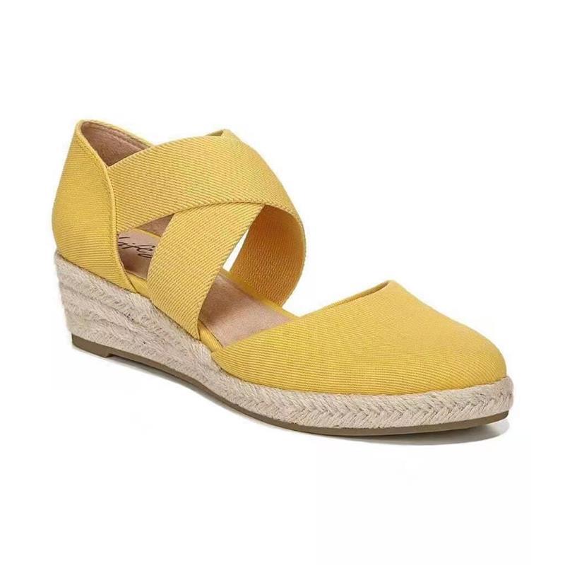 xakxx  Women Sandals Summer Fashion Solid Color Espadrilles Casual Cross Belt Casual Wedge Sandal Fashion Outdoor Beach Ladies Shoes