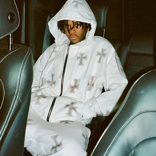 xakxx Hip Hop Sweatshirts Gothic Rhinestone Graphics Jogger Jacket Suit Y2K Long Sleeve Zip Up Oversized Men Punk Hoodie Coat Clothing