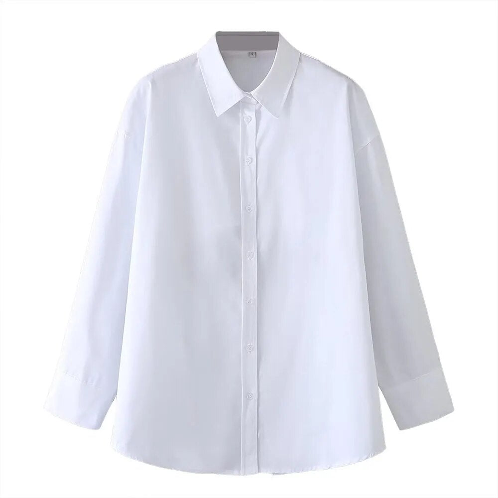 xakxx xakxx - New Women's  temperament fashion casual casual sexy white backless design lapel long-sleeved poplin shirt