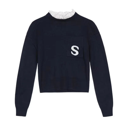 xakxx xakxx Solid Color Knit Autumn Casual Tops for Women's Clothing Elegant Blouses Full Length for Cardigan
