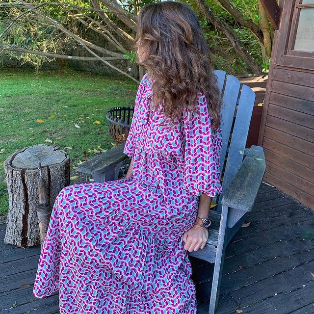 xakxx Boho Maxi Dress Women Floral Print Summer Holiday Beach Dress Female Short Puff Sleeve Loose Sundress Green Vestidos Mujer