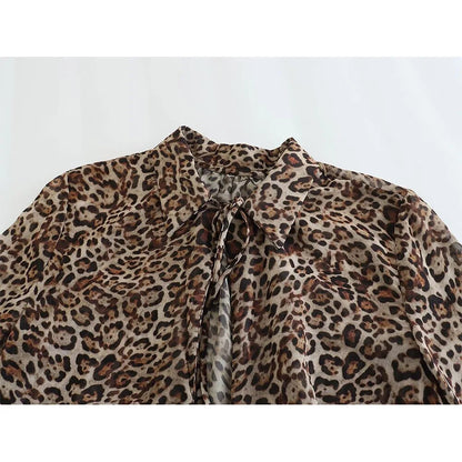 xakxx - New women's  temperament fashion sweet Riley casual sexy thin overlay decorative print shirt