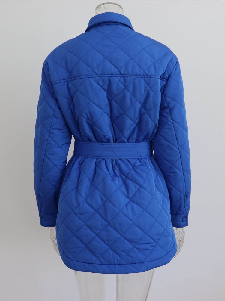 xakxx Women's Winter Jacket New Super Hot Single-breasted Lapel Long Green Loose Warm Plaid Top Casual Streetwear Quilted Coats Female