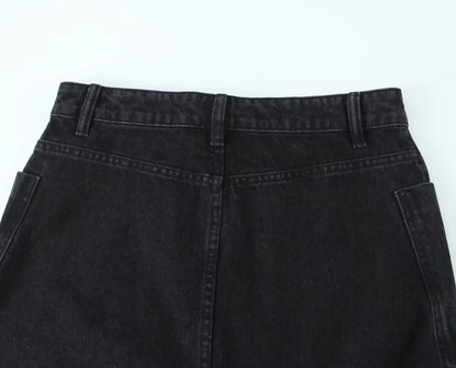 xakxx xakxx - Summer new women's clothing  retro fashion casual raw edge slim high waist denim mid-length skirt