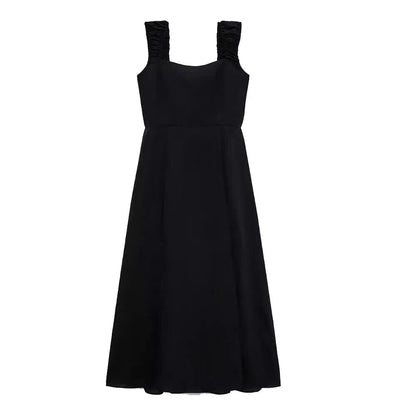 xakxx- New style women's clothing, casual temperament, vigor, sweetness, foreign style, thin linen blended backless suspender dress