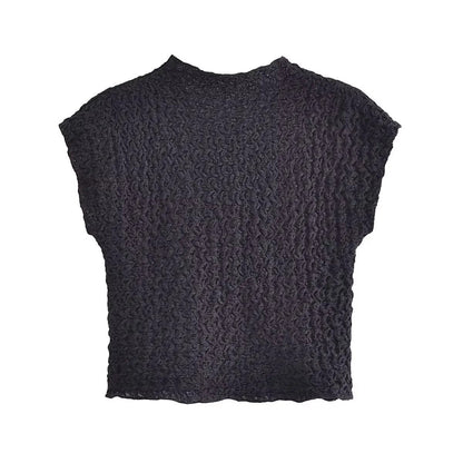 xakxx xakxx - New women's clothing  temperament fashion casual Ruili stand collar sleeveless texture top embossed texture effect fabric