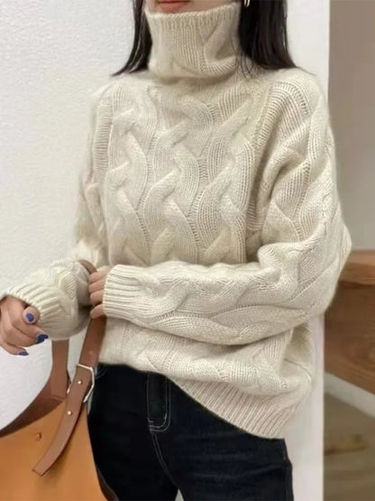 xakxx xakxx-100 pure cashmere sweater women's winter high-necked European goods loose thickened twist bottoming sweater