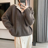 xakxx xakxx-Fall/winter new air cashmere cardigan women's loose padded knit hoodie contrast zipper sweater coat