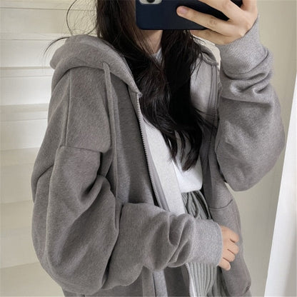 xakxx Women Zip Up Hoodie Streetwear Letter Printed Long Sleeve Sweatshirts Gothic Punk Y2k Autumn Winter Female Hoodie Jackets