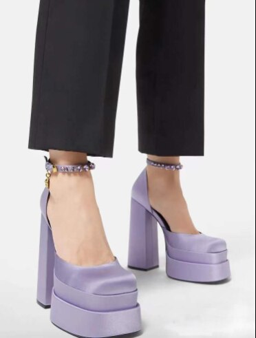 xakxx New Fashion Women Pumps Retro Mary Janes Chunky Heels Sandals Spring Platform Dress Party Wedding Basic Shoes Woman Big Size
