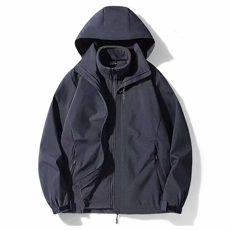 xakxx-Autumn Outdoor Storm Jacket Women Men Winter Detachable 2pcs Fleece&Thicken Warm Waterproof  Windproof Jacket Plus Size 5XL 4XL
