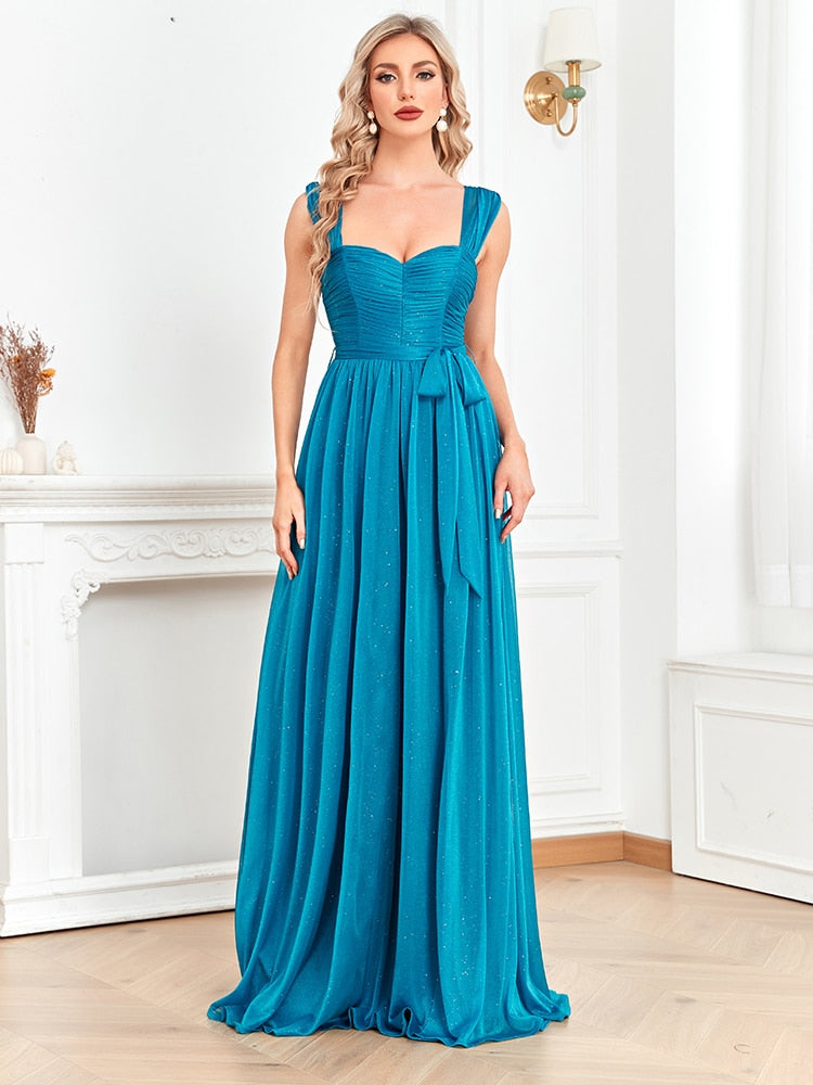 xakxx Blue Shining Long Evening Dress  Luxury Sexy Slit Formal Prom Women Elegant Party Gowns Chic Maxi Dresses