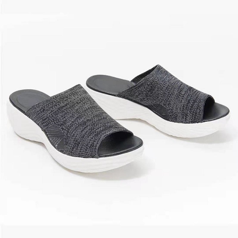 xakxx Women Wedge Sandals Ladies Summer Shoes Woman Platform Slippers Female Slip On Flats Peep Toe Slide Sandalias De Mujer
