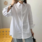 xakxx xakxx - New Women's  temperament fashion casual casual sexy white backless design lapel long-sleeved poplin shirt