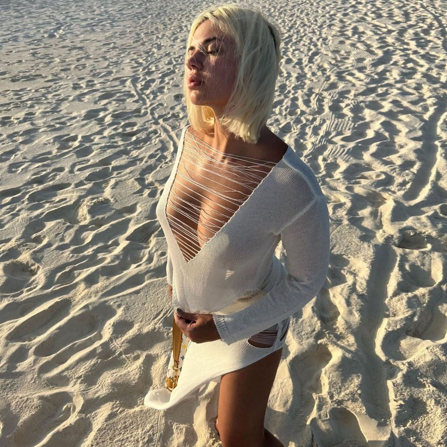 xakxx Knitted Elegant Bandage Cut Out Dress Sets Fashion Outfits For Women Fringe Sexy Slit Co-Ord Set New Matching Sets