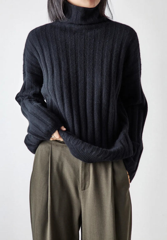 xakxx xakxx-Men's and women's black thick pits, heavy cashmere thick rods, knitted thick short high-necked wool clothes.