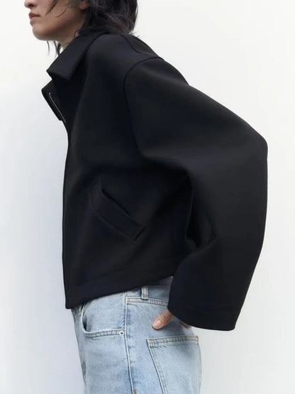 xakxx - New women's temperament fashion casual Ruili sweet with front pockets front metal zipper closure zipper trim short jacket