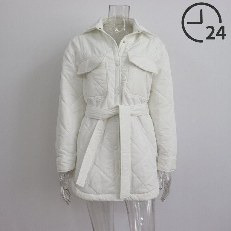 xakxx Women's Winter Jacket New Super Hot Single-breasted Lapel Long Green Loose Warm Plaid Top Casual Streetwear Quilted Coats Female