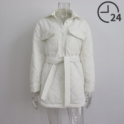 xakxx Women's Winter Jacket New Super Hot Single-breasted Lapel Long Green Loose Warm Plaid Top Casual Streetwear Quilted Coats Female