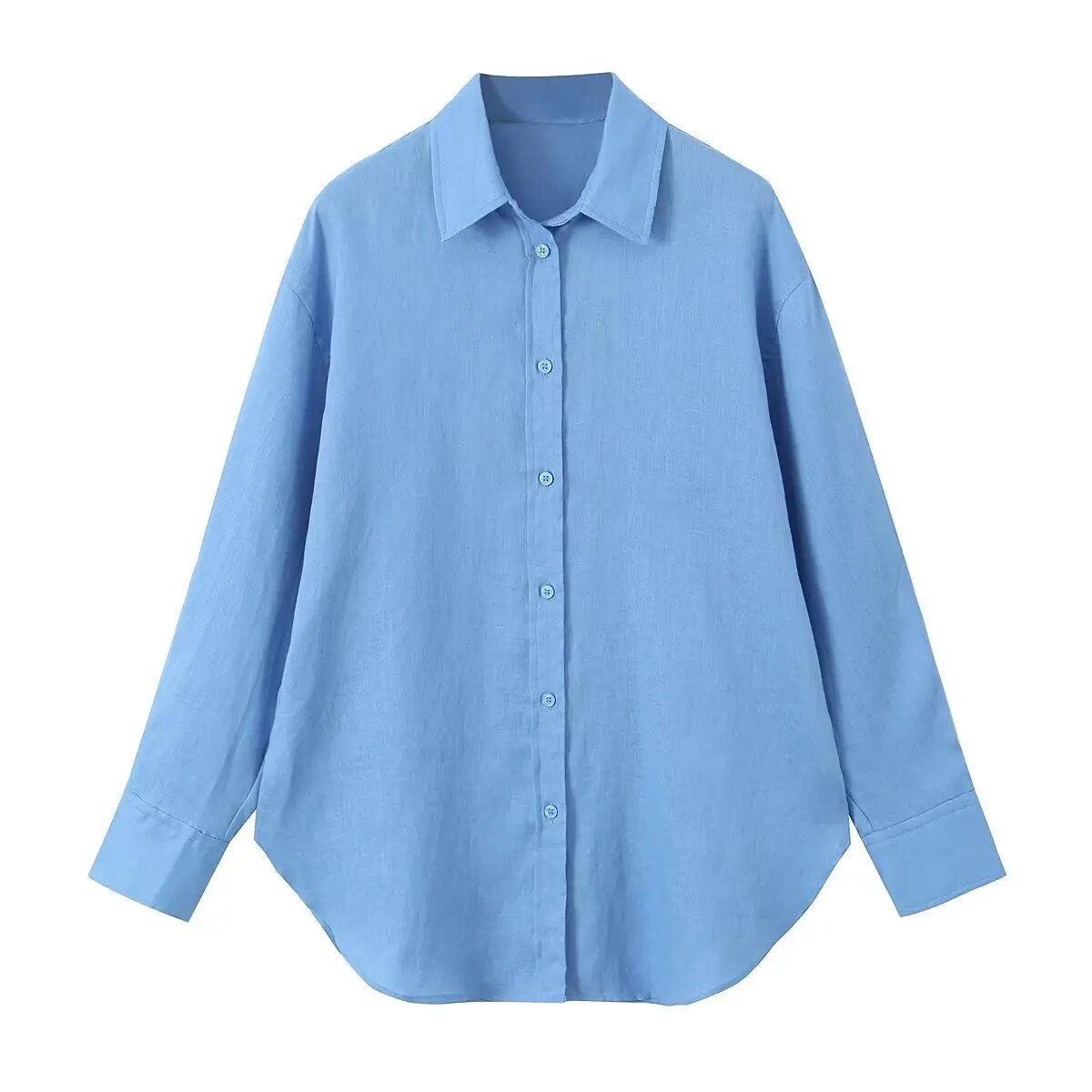 xakxx xakxx - New Women's Casual Fashion Lapel Long Sleeve Closure Front Breasted Button Closure Back Buttons Linen Shirt