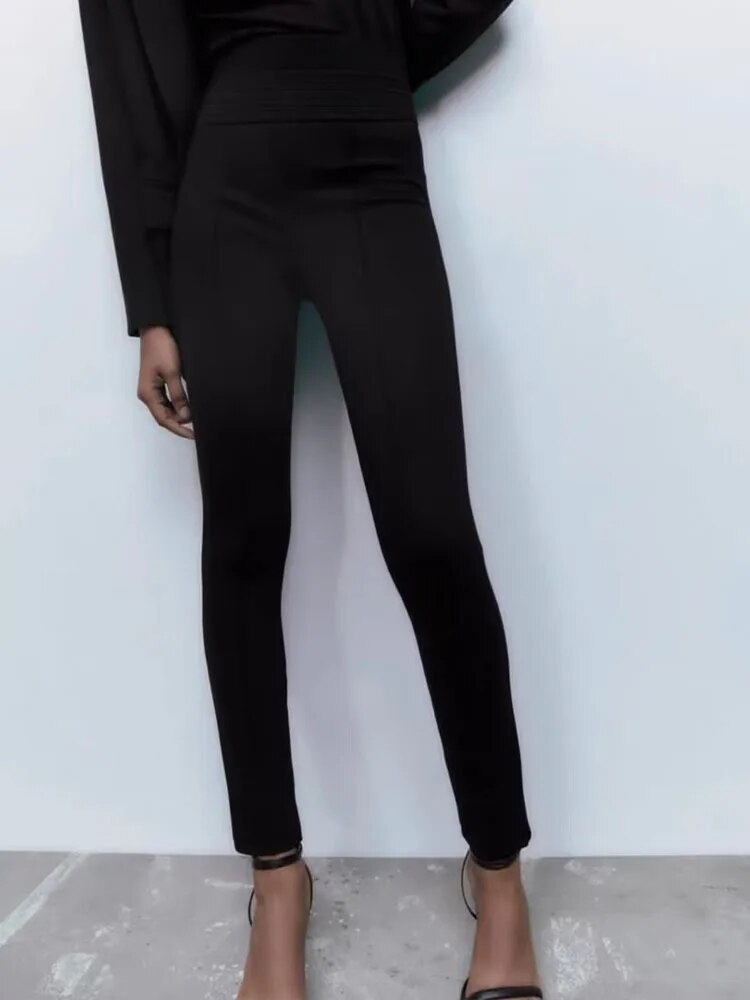 xakxx xakxx- New Women's Style Fashion Versatile High Waist Tight Slim Wide Waist Casual Bottom Pants
