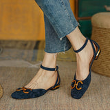 xakxx Fall Outfit French Hollow Ladies Sandals Commute Classic Low-Heeled Female Single Shoes Summer New Casual Square Head Women's Shoes