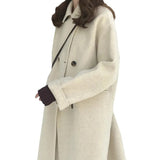xakxx xakxx-Long Wool Coat Women  Autumn Winter Fashion Loose Thickened Warm Black White Wool Coat For Women Plus Size