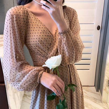 xakxx Women Spring Women Maxi Robe Elegant Ladies Long Lantern Sleeve Fashion Vestdios Female Party High Waist Dress