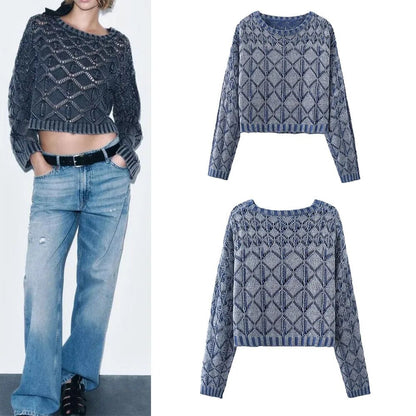 xakxx xakxx -  autumn new products, women's clothing, casual, sexy and thin, washed effect long-sleeved round neck sweater