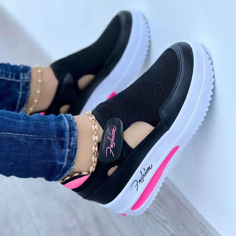 xakxx Women Fashion Vulcanized Sneakers Platform Solid Flats Shoes Casual Breathable Wedges Walking Sneakers Chaussure Femme