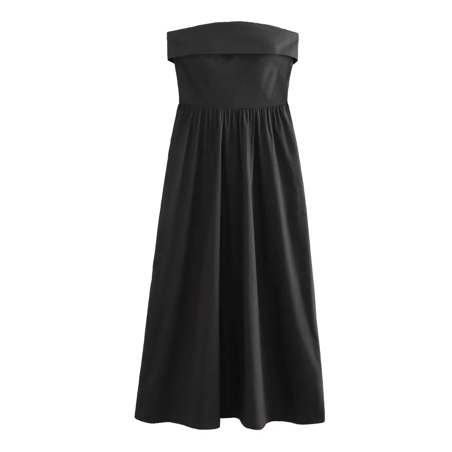 xakxx- New women's temperament fashion casual elegant honeycomb grid elastic design seam concealed zipper closure tube top midi dress
