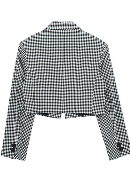 xakxx xakxx - Women's wear  new spring and summer new new women's wear black and white small plaid short suit coat A-line short skirt pant
