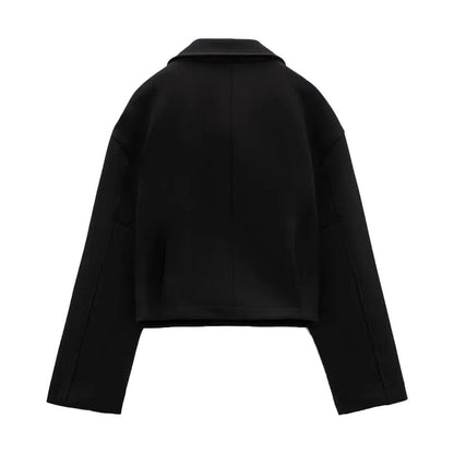 xakxx - New women's temperament fashion casual Ruili sweet with front pockets front metal zipper closure zipper trim short jacket