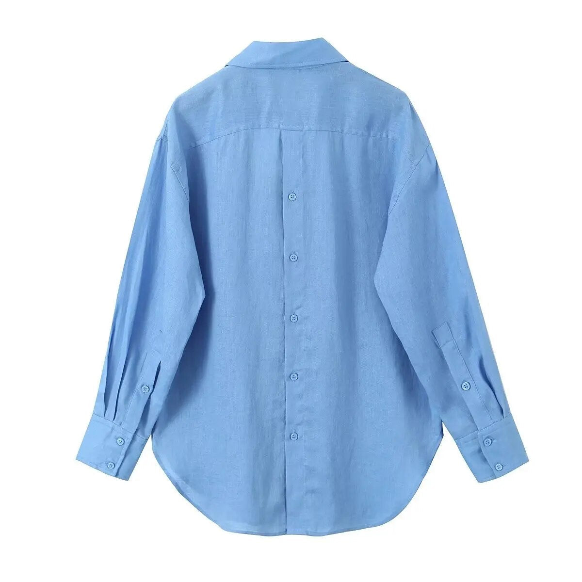xakxx xakxx - New Women's Casual Fashion Lapel Long Sleeve Closure Front Breasted Button Closure Back Buttons Linen Shirt
